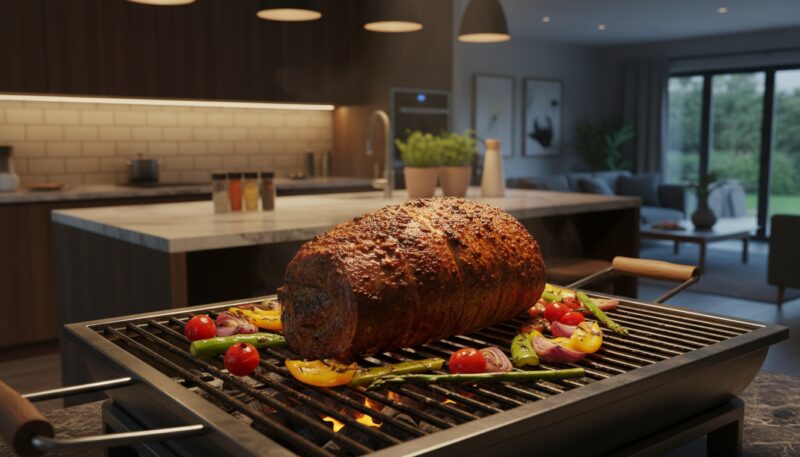 pečenje mesa na rešetki za hrskavu koricu