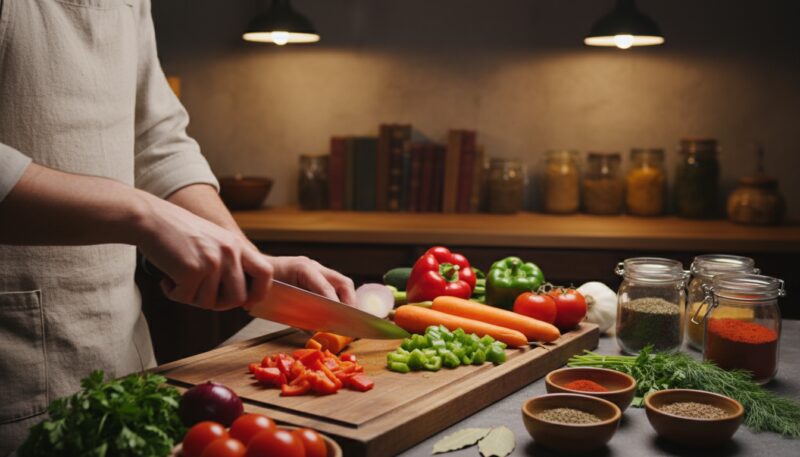 priprema i sečenje povrća za paprikaš