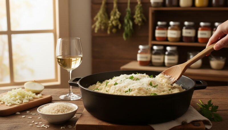 кување пиринча за кремасти рижото